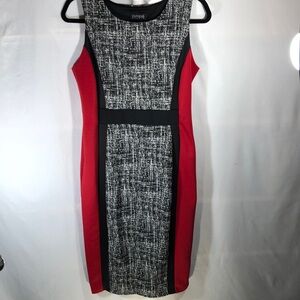 NWOT Beautiful Slenderizing Sheath Red & Black Dress Sz 10